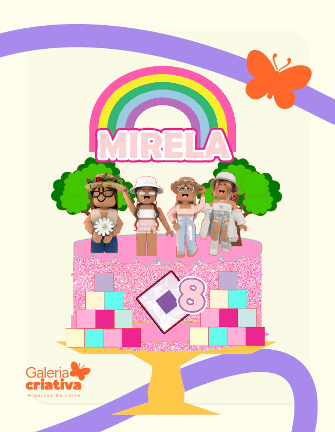 Roblox Menina Arco íris 2 Arquivo Topo de Bolo Roblox Menina Arco íris 2 - Imagem 1