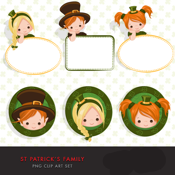 ST-PATRICKS-DAY-CLIP-ART-02 Kit Digital Dia de São PatricksCarinha de Crianças - Imagem 1