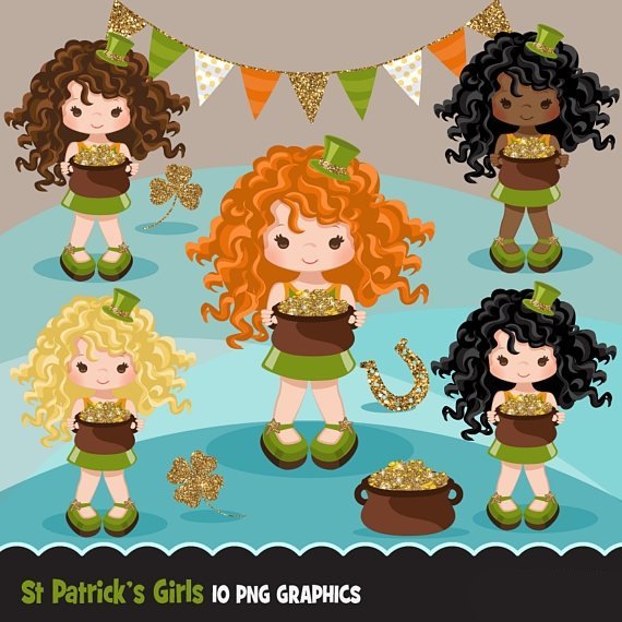 ST-PATRICKS-GIRLS Kit Digital Dia de São Patricks Menina - Imagem 1