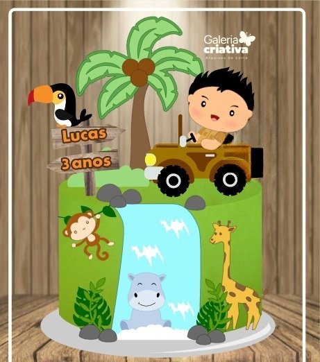 Safari Baby em Camadas Arquivo Topo de Bolo Safari Baby em Camadas - Imagem 1