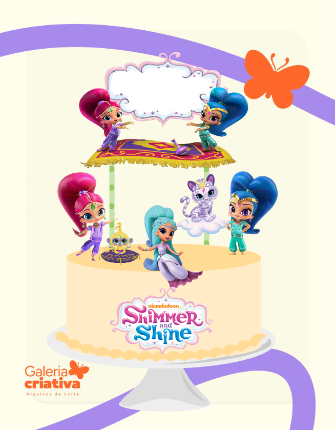 Shimmer e Shine Arquivo Topo de Bolo Shimmer e Shine - Imagem 1