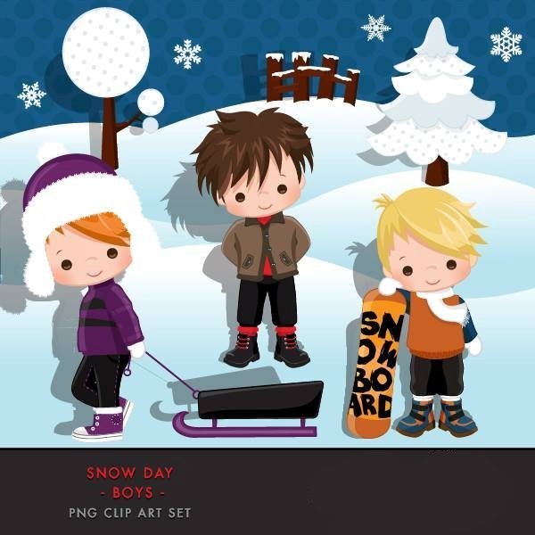 Snow-Days-Boys-Mujka Arquivo Kit Digital Meninos Brincando na Neve 2 - Imagem 1