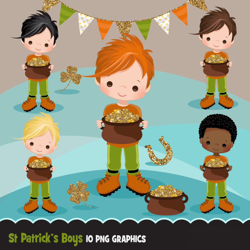 St-Patricks-Boys-MUJKA Arquivo Kit Digital Dia de São Patrício Meninos - Imagem 1