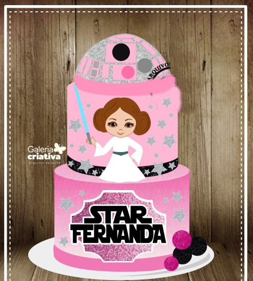 Star Wars Menina em Camadas Arquivo Topo de Bolo Star Wars Menina em Camadas - Imagem 1