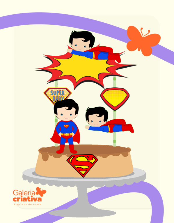 Super Homem Cute 2 Arquivo Topo de Bolo Super Homem Cute 2 - Imagem 1