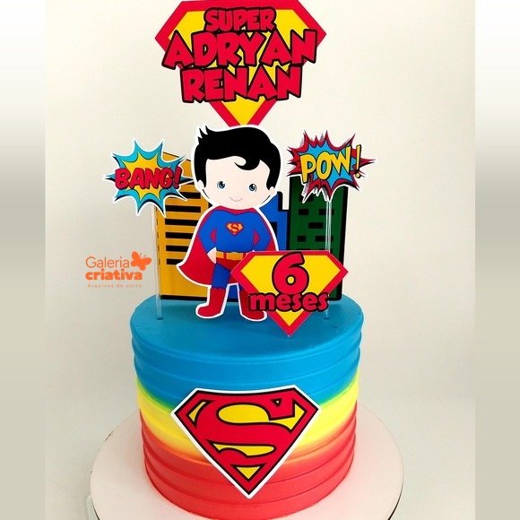 Super Homem Cute Arquivo Topo de Bolo Super Homem Cute - Imagem 1