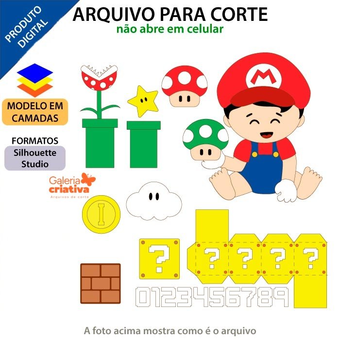 Super Mario Bros Baby em Camadas 4 Arquivo Topo de Bolo Super Mario Bros Baby em Camadas 4 - Imagem 1