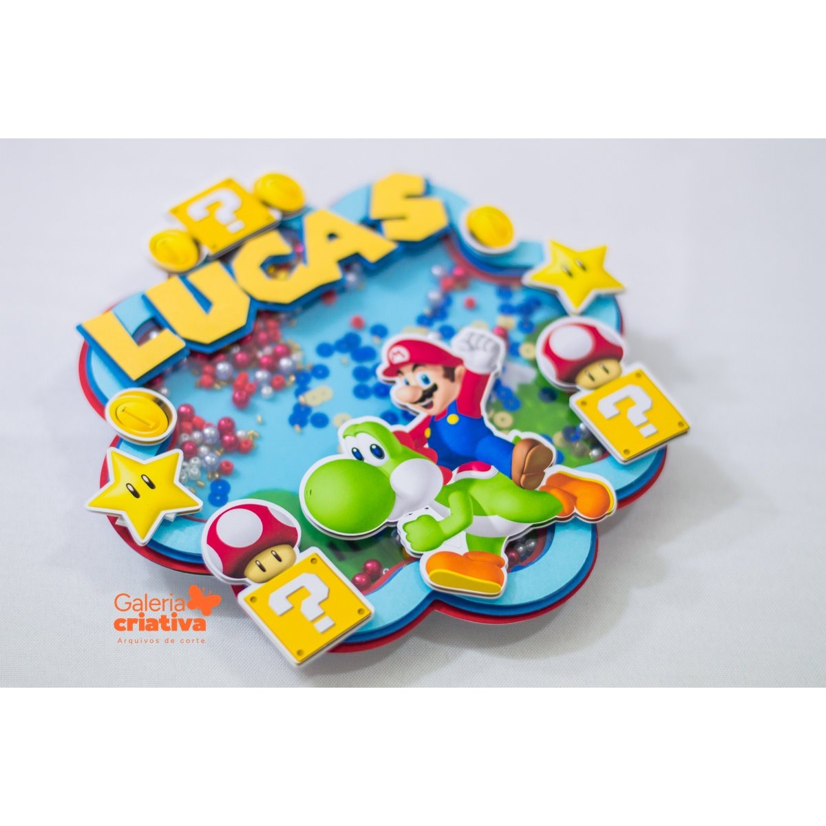 Super Mario Bros Shaker Circular Arquivo Topo de Bolo Super Mario Bros Shaker Circular - Imagem 1