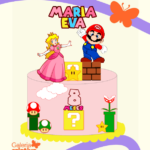 Arquivo Topo de Bolo Super Mario Bros e Peach Menina