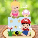 Arquivo Topo de Bolo Super Mario e Princesa Peach Baby