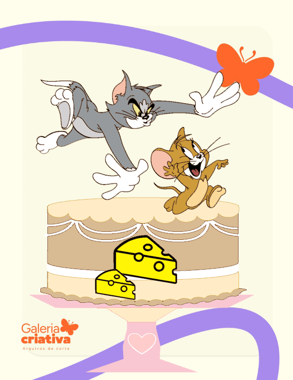 TOPO TOM E JERRY - COLETIVA 06 Arquivo Topo de Bolo TOM E JERRY - Imagem 1