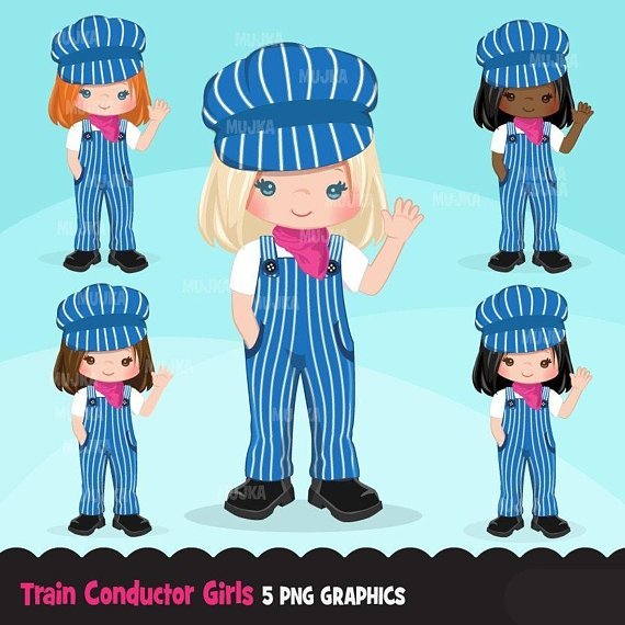 Train-Conductor-Girls-MUJKA Kit Digital Meninas Cobradoras de Trem - Imagem 1