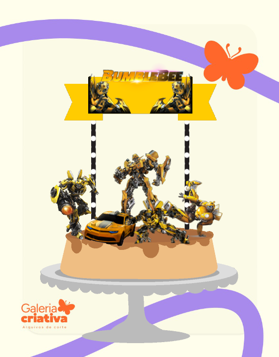 Transformers Bumblebee Arquivo Topo de Bolo Transformers Bumblebee - Imagem 1