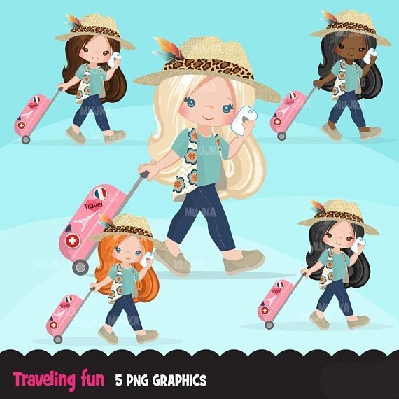 Traveling-Fun-MUJKA Kit Digital Meninas de Férias - Imagem 1
