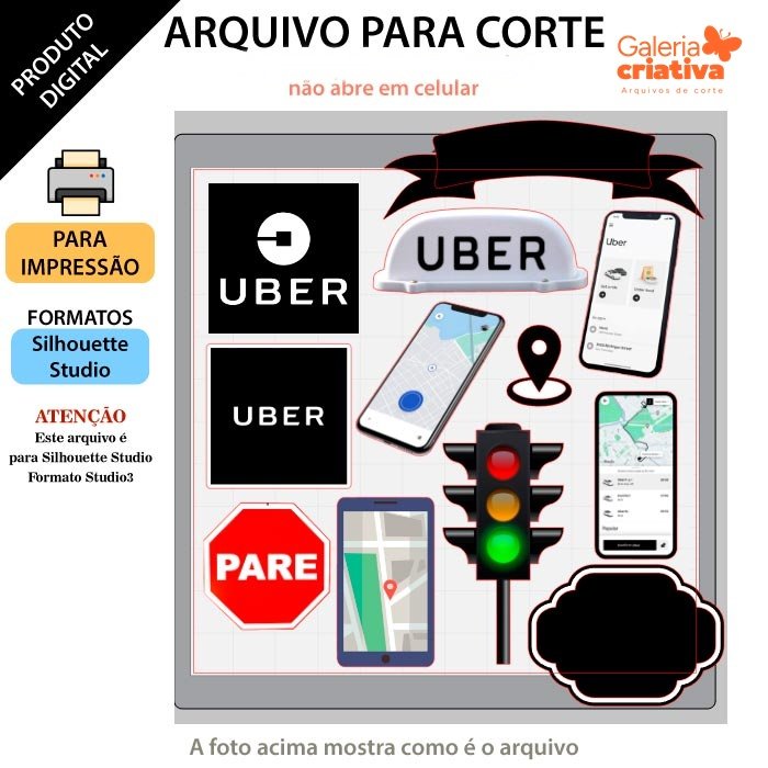 Uber Arquivo Topo de Bolo Uber - Imagem 1
