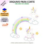 Arquivo Topo de Bolo Unicórnio Arco íris em Camadas 24