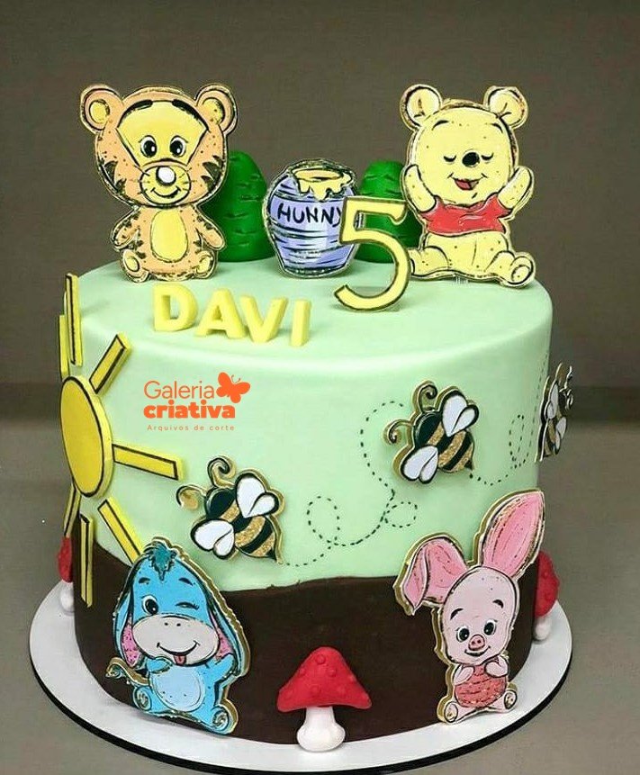 Ursinho Pooh baby cute pooh cute DYM Arquivo Topo de Bolo Ursinho Pooh Baby Cute Pooh Cute - Imagem 1