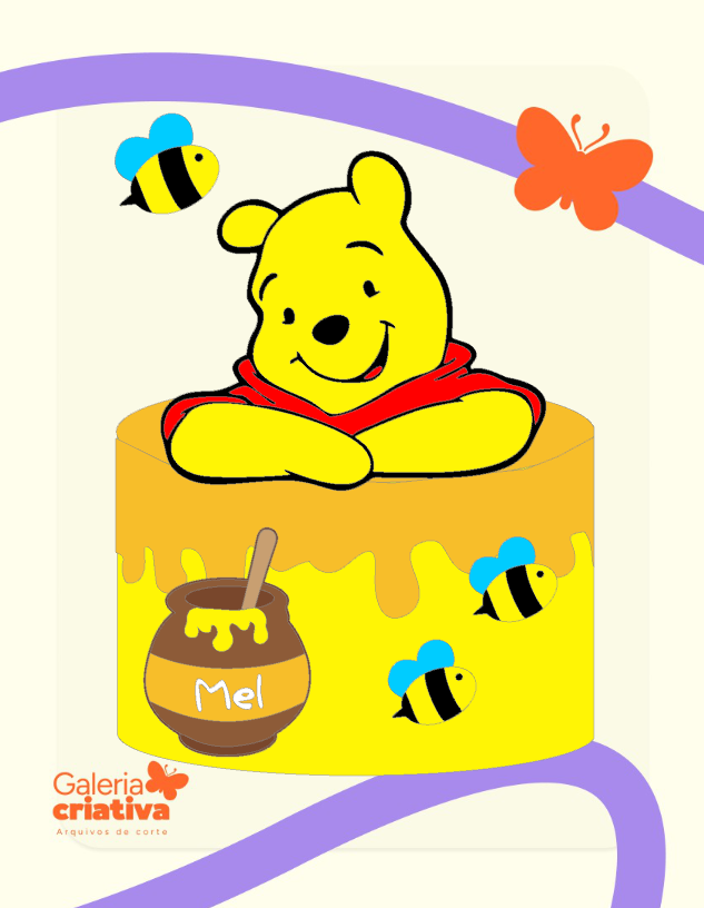 Ursinho Pooh em Camadas Arquivo Topo de Bolo Ursinho Pooh em Camadas - Imagem 1