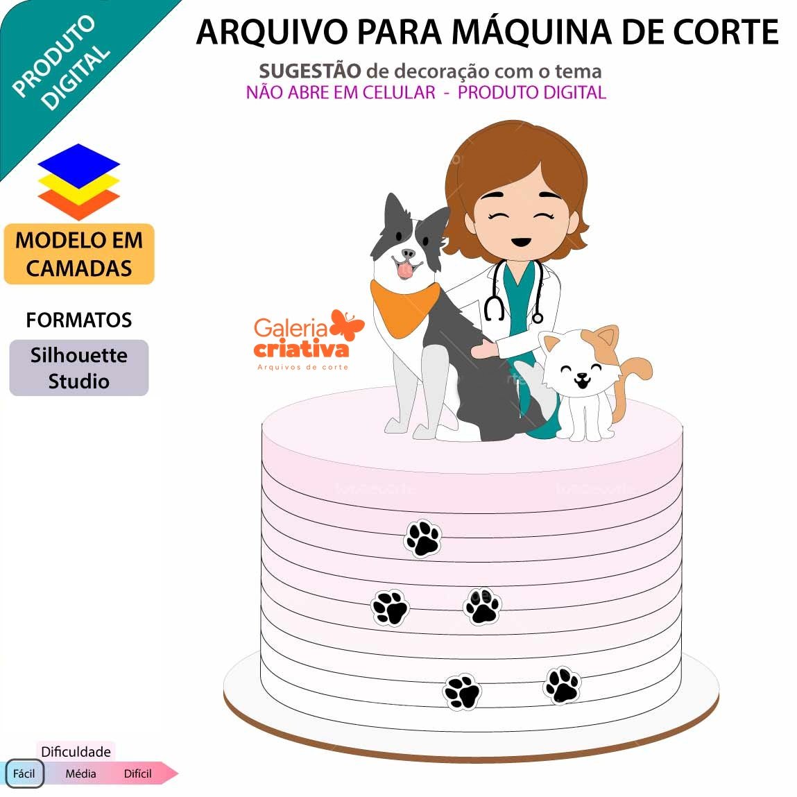 Veterinária Pets em Camadas 2 Arquivo Topo de Bolo Veterinária Pets em Camadas 2 - Imagem 1
