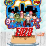 Arquivo Topo de Bolo Vingadores Cute Circular