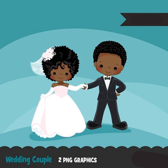 WEDDING-CLOUPE-DARK-SKIN-AFRO Kit Digital Casal de Noivos Negros 2 - Imagem 1