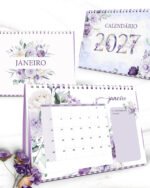 Arquivo Calendários de Mesa 2027 A5 A6 e Calendário Marca Página Coleção Violeta - Imagem 4