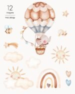 Kit Digital Elefantinho no Balão Aquarela - Imagem 3