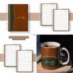 Arquivo Agenda Masculina Couro Marrom com Verde