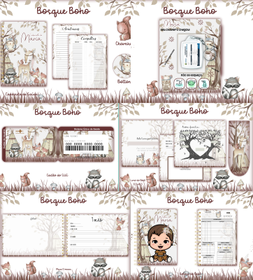 01-BOSQUE-BOHO Arquivo Encadernação Baby BOSQUE BOHO - Imagem 1