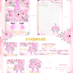 Arquivo Caderno e Etiqueta Escolar UNICORNIO