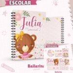 Arquivo Capa e Etiqueta Escolar Bailarina