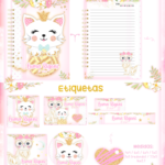 Arquivo Caderno e Etiqueta Escolar GATINHA