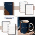 Arquivo Agenda Masculina Couro Azul com Marrom