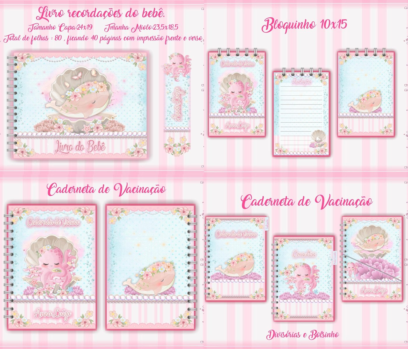 04 - FUNDO DO MAR ROSA Arquivo Encadernação Baby FUNDO DO MAR ROSA - Imagem 1