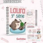 Arquivo Capa e Etiqueta Escolar Gatinhos