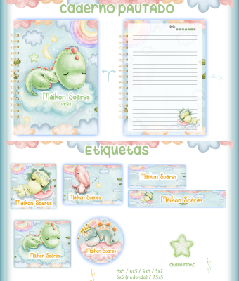 07-DINO Arquivo Caderno e Etiqueta Escolar DINO - Imagem 1