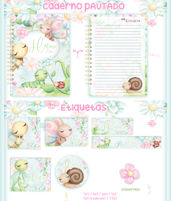 08-JARDIM Arquivo Caderno e Etiqueta Escolar JARDIM - Imagem 1