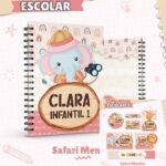 Arquivo Capa e Etiqueta Escolar Safari Menina