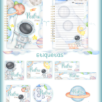 Arquivo Caderno e Etiqueta Escolar ASTRONAUTA