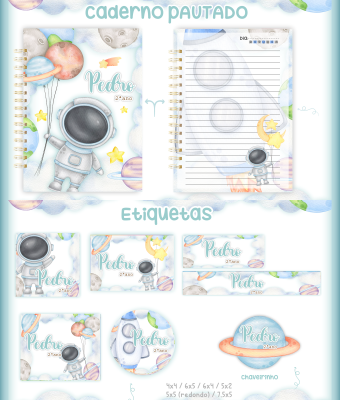 09-ASTRONAUTA Arquivo Caderno e Etiqueta Escolar ASTRONAUTA - Imagem 1