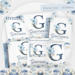 Arquivo Encadernação Baby  Alfabeto Floral Azul
