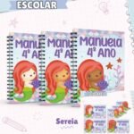 Arquivo Capa e Etiqueta Escolar Sereia