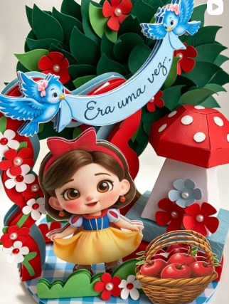 1-Branca de Neve Arquivo Topo de Bolo Branca de Neve - Imagem 1