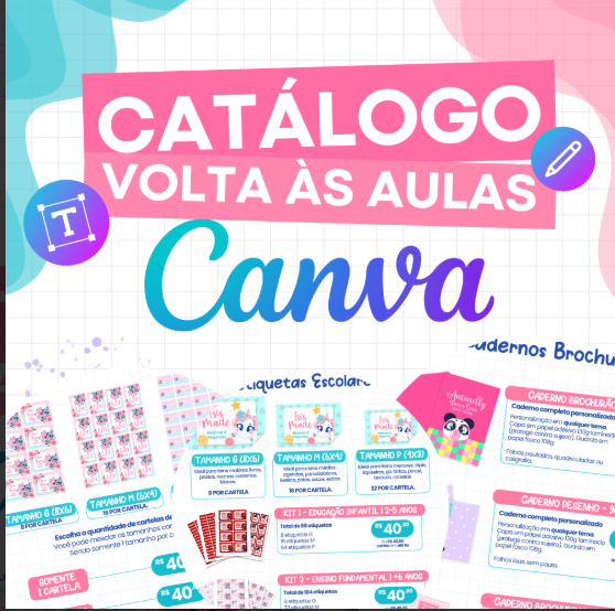 1-CATÁLOGO - VOLTA ÃS AULAS Arquivo Catálogo Volta as Áulas - Editável no Canva - Imagem 1