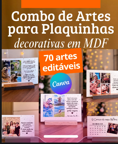 1-COMBO DE ARTES PARA PLAQUINHAS Arquivo Combo de Artes para Plaquinhas - Editável no Canva - Imagem 1