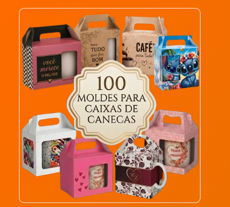 1-PACK DE MOLDES PARA CAIXAS DE CANECAS Arquivo Pack Moldes para Caixas Canecas - Imagem 1
