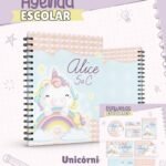 Arquivo Capa e Etiqueta Escolar  Unicórnio