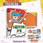 Arquivo Capa e Etiqueta Escolar  Animais Heróis