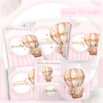 Arquivo Encadernação Baby Balão Vintage Rosa