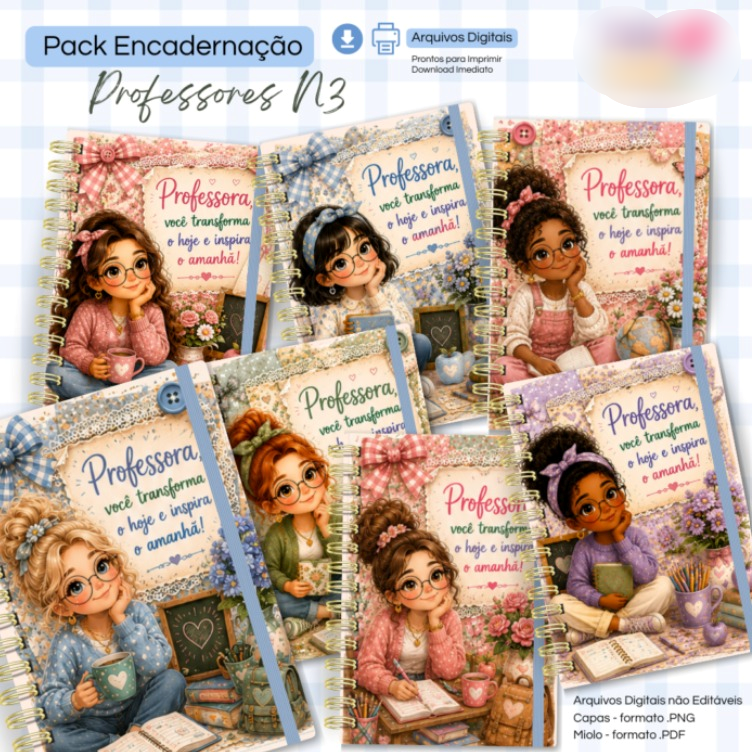 13-Pack Professores N3 - A5 - 7 Capas - 1 Miolo Arquivo Pack Professores N3 - A5 - 7 Capas - 1 Miolo - Imagem 1
